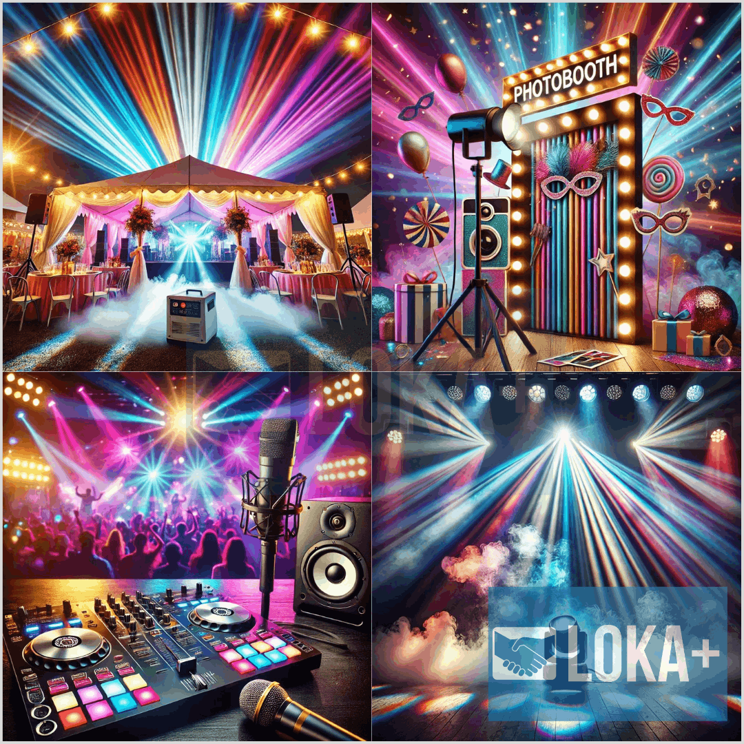 Location de matériel événementiel Sono, Karaoké, Jeux de lumière, machine à fumée, Photobooth, contrôleur DJ, groupe électrogène, tentes, décoration