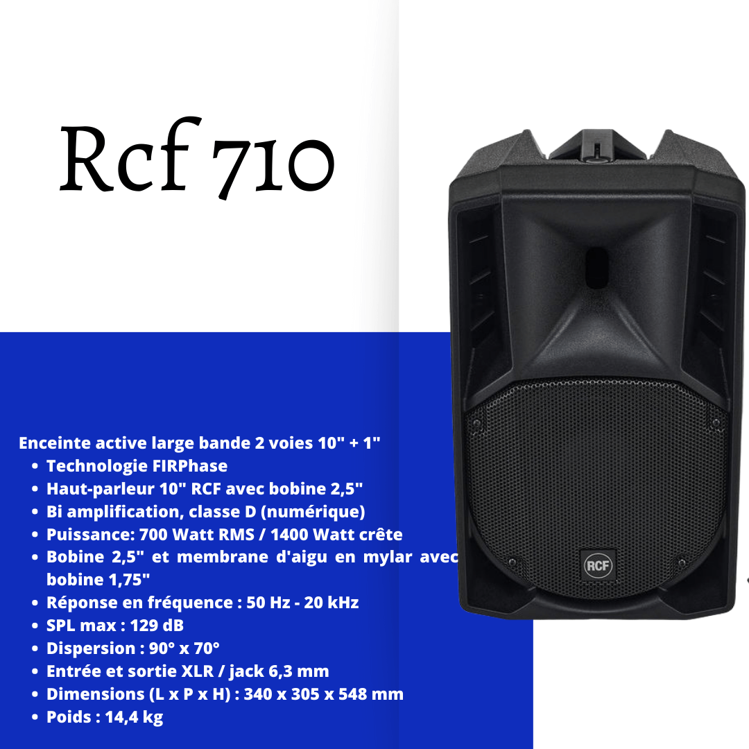 X2 Enceinte rcf 710 + pied + caisson de basse the box pro tp218/1600A