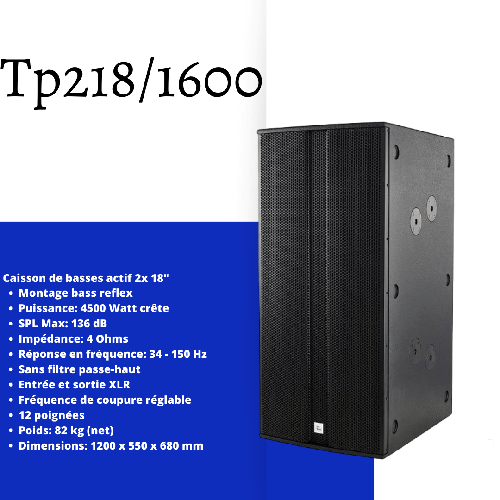 X2 Enceinte rcf 710 + pied + caisson de basse the box pro tp218/1600A