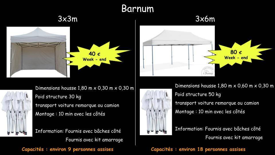 Location de tente de réception, barnums, table, banc