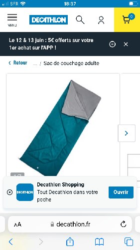 Sac de couchage décathlon et matelas 1 personne 