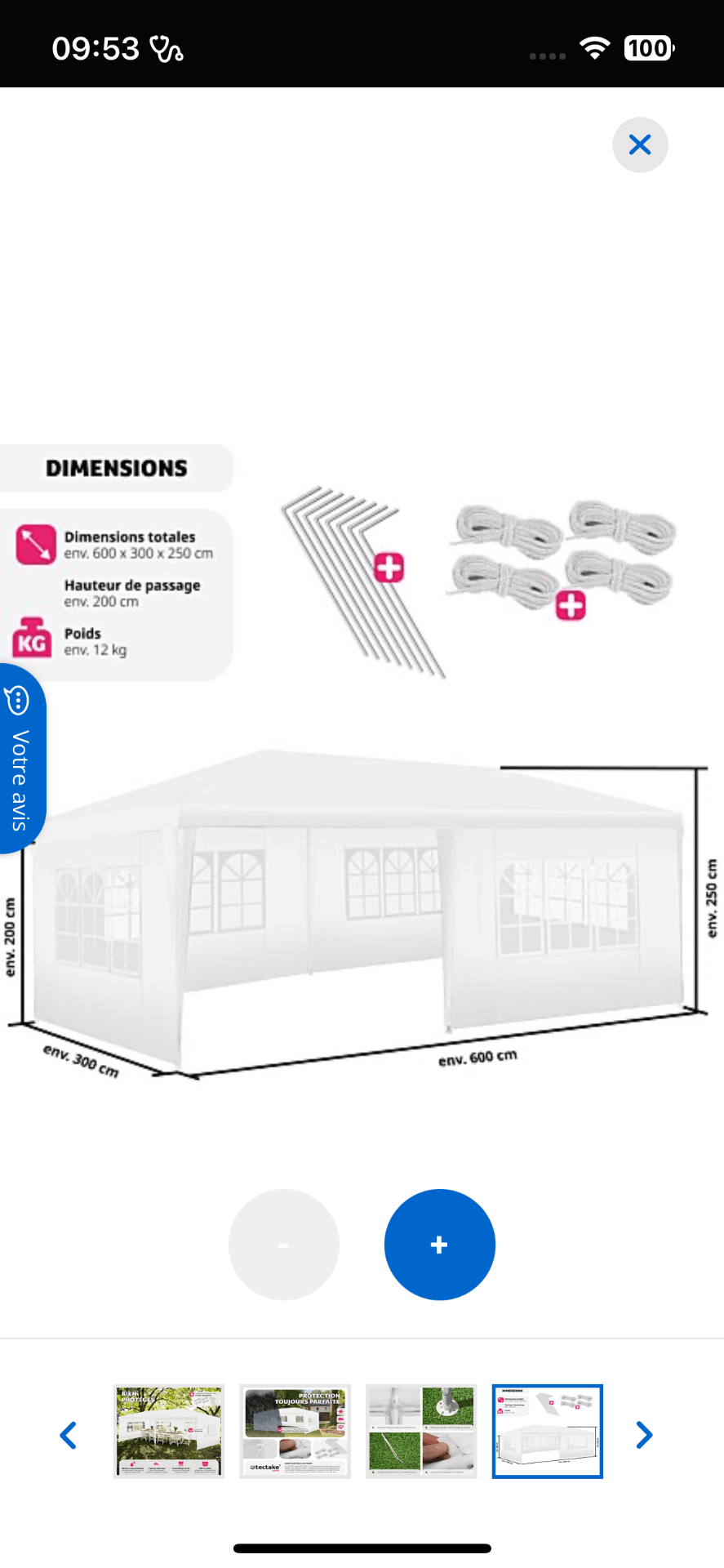 Location Tonnelle 6m/3m