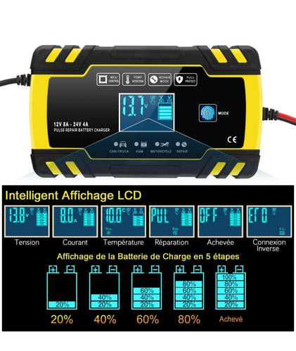 Chargeur de batterie intelligent 12v/24v 8A