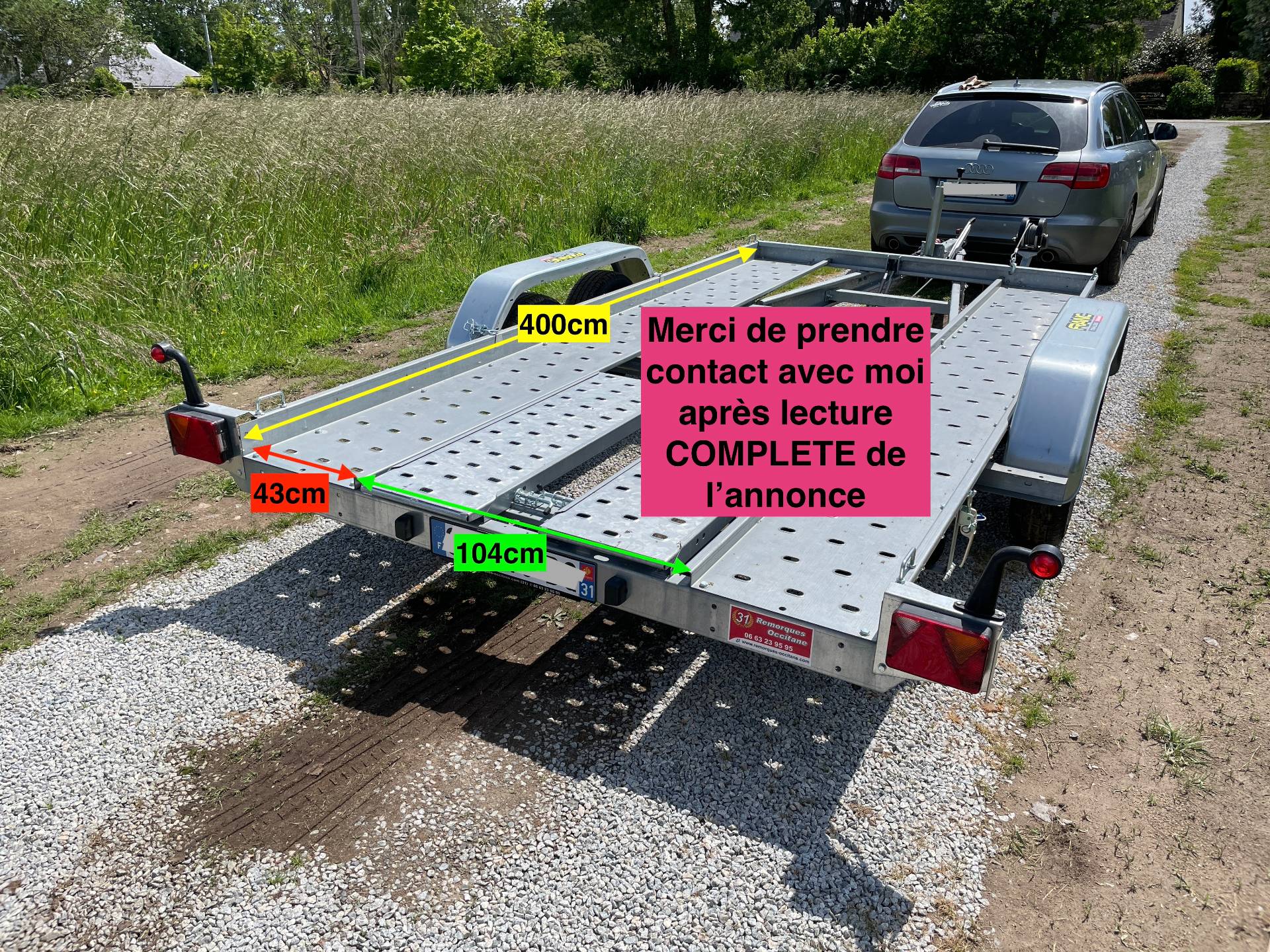 Loue porte-voiture CHARGE MAX = 1515kg