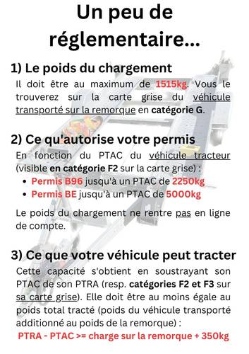 Loue porte-voiture CHARGE MAX = 1515kg