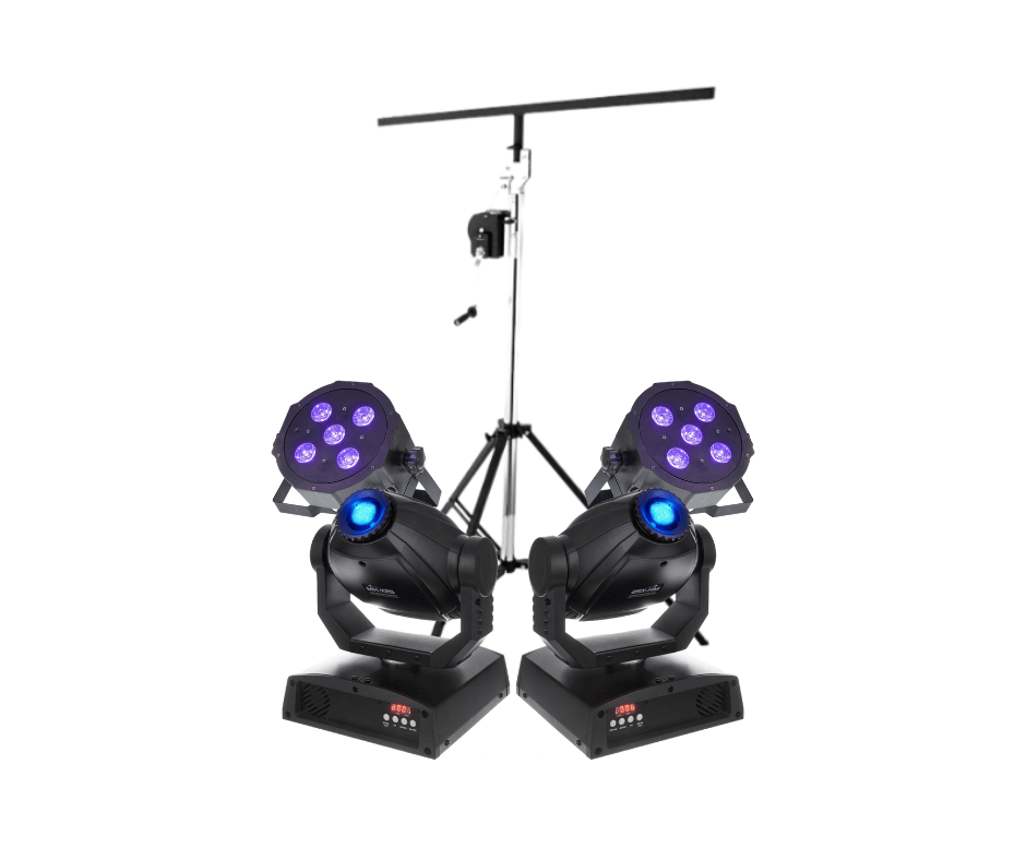 X2 Lyre spot mhx25 + X2 par a leds + pied