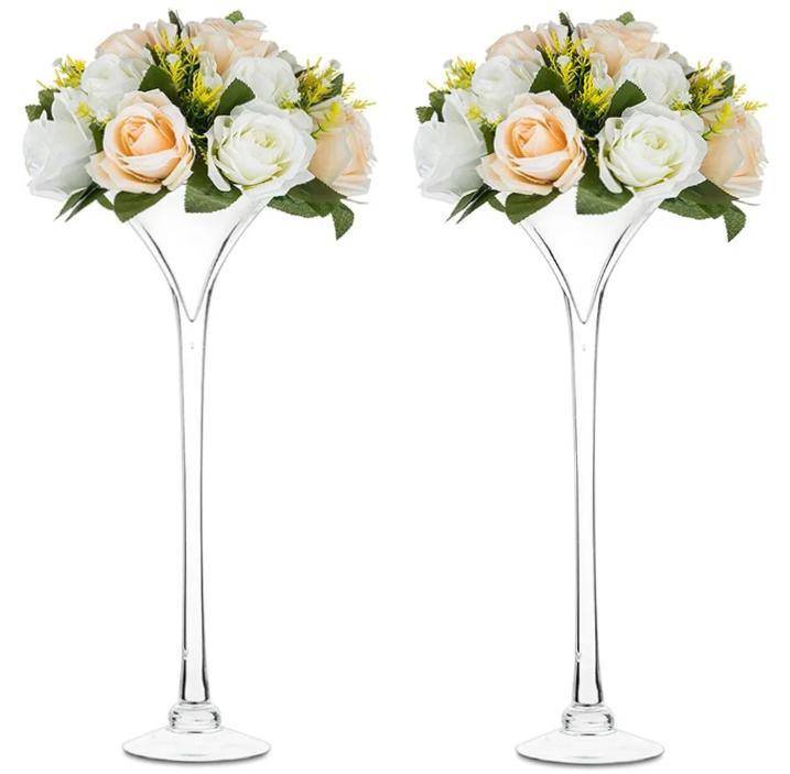 centre de table Trompette Vases à Martini en Verre 40cm