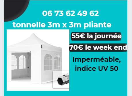 Tonnelle pliante 3m x 3m professionnelle